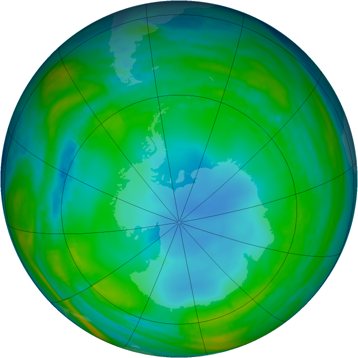 Antarctic ozone map for 19 July 1985